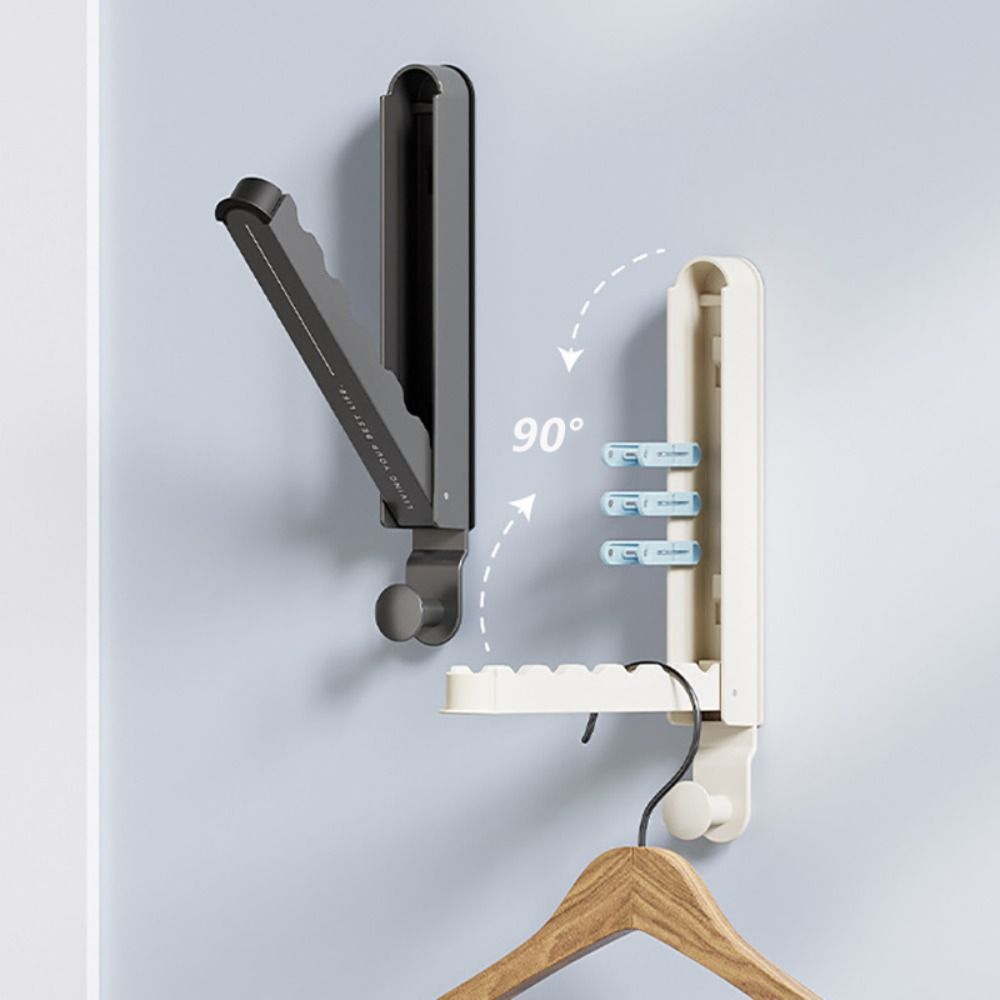 Retractable Save Space Hanging Clothes Rack, Aluminum Folding Clothes Hanger Wall Mounted No Drilling