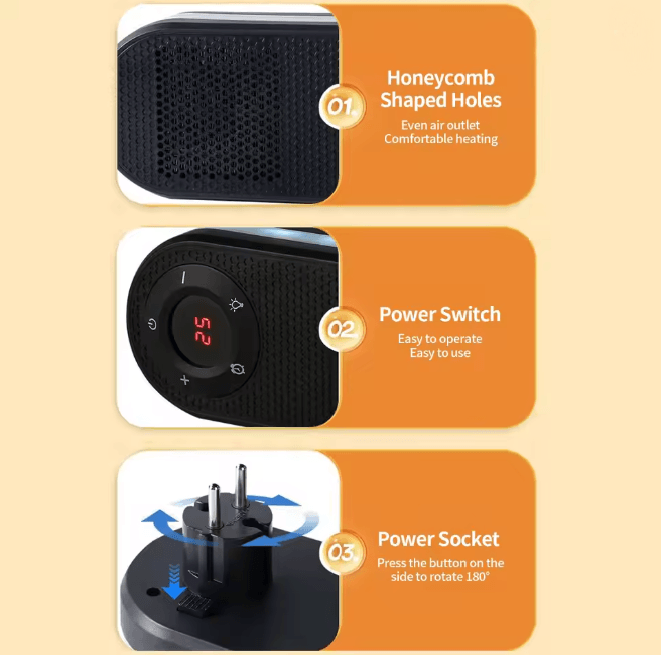 Rotatable Plug In Electric Heater with Remote Control