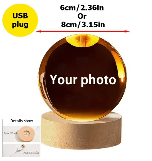 Personalized Ultrasound Crystal Ball Laser Engraved Baby Keepsake Sphere