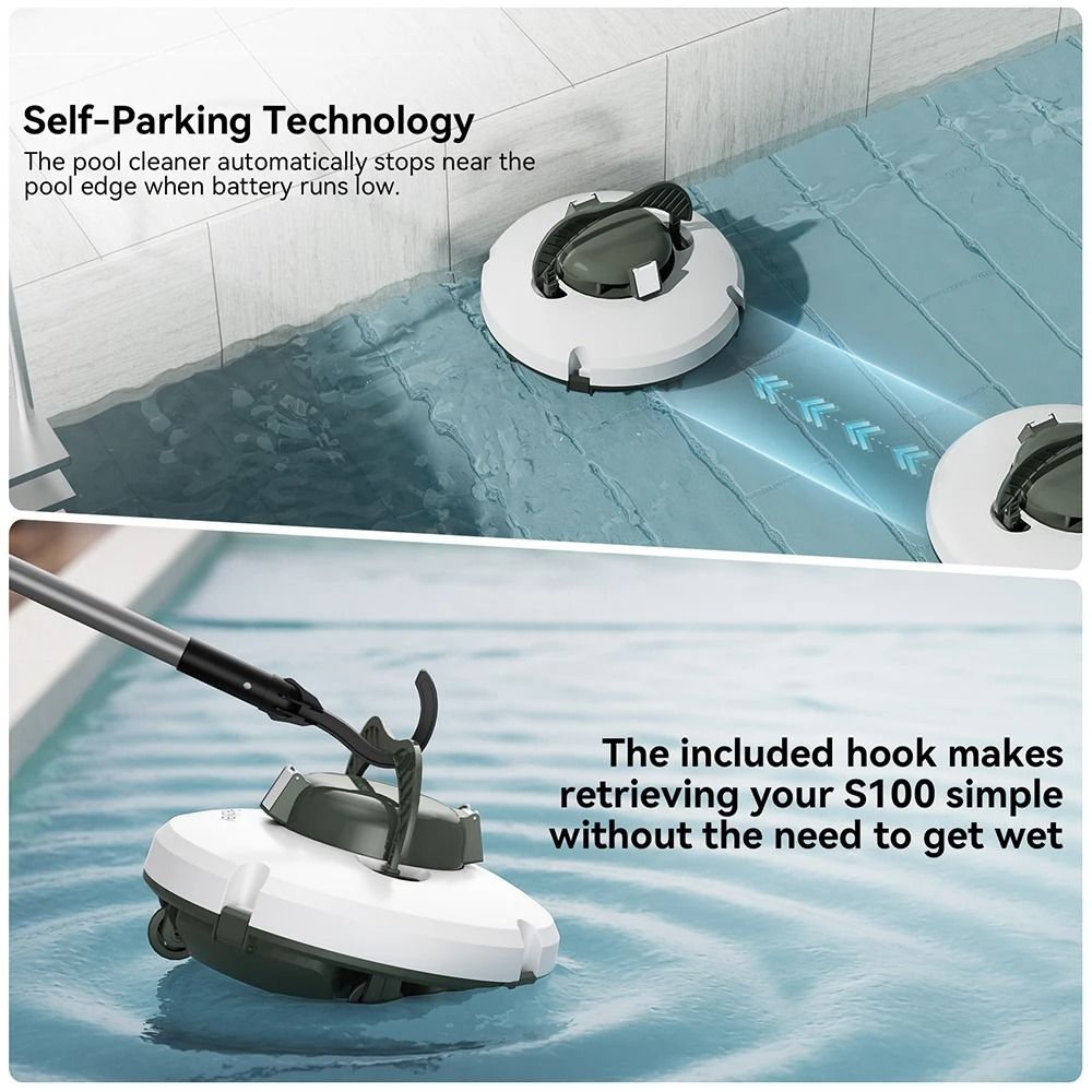 Cordless Robotic Pool Vacuum Cleaner with Strong Suction and Self Parking
