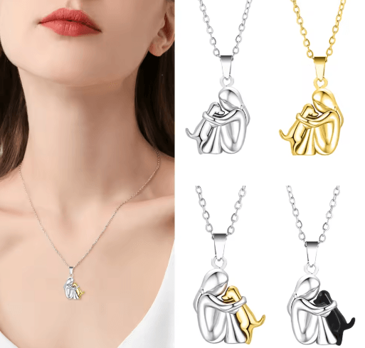 Alloy Hug Pendant Necklace Dog Lover Charm Necklace for Everyday and Elegant Wear