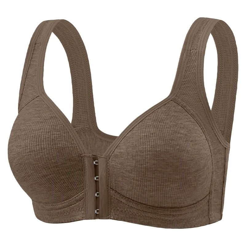 Fallsweet Seamless Front Closure Wire Free Push Up Bralette Full Coverage