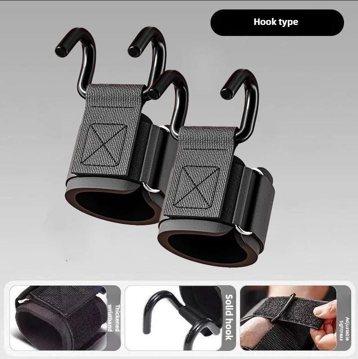 Heavy-Duty Weight Lifting Hook Grips with Integrated Wrist Wraps