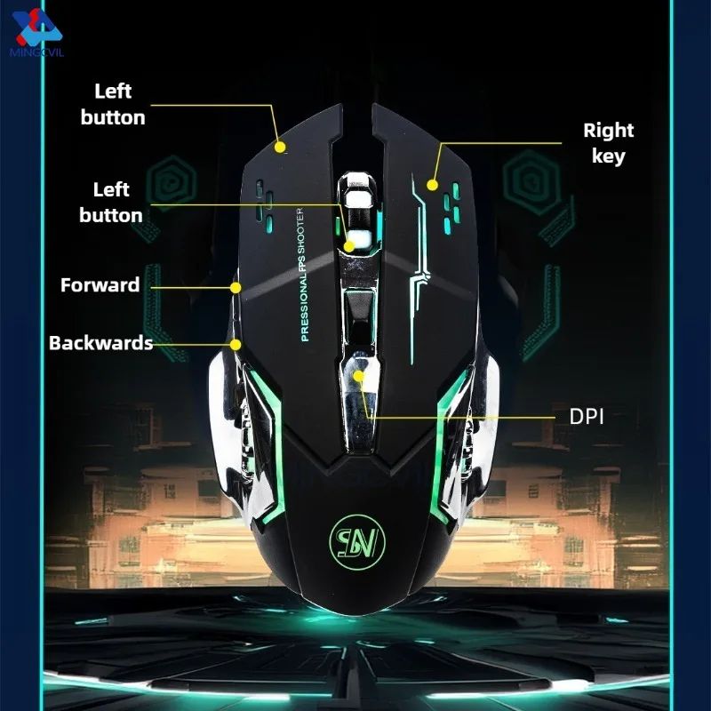 MINGCVIL Rechargeable Wireless Gaming Mouse – Bluetooth RGB Backlit PC Mouse