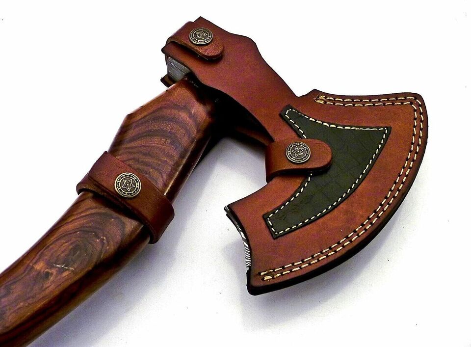 CUSTOM HAND FORGED DAMASCUS STEEL VIKING BEARDED HATCHET TOMAHAWK OUTDOOR AXE