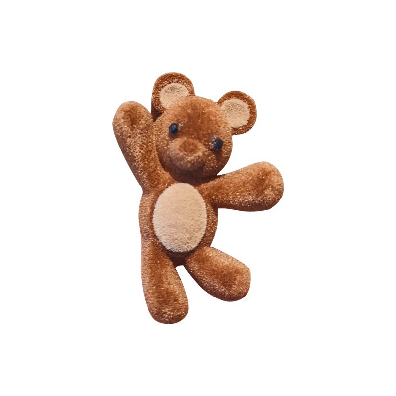 Sweet Cartoon Bear Hairpin, Cute Flocking Metal Hair Clip, Side Barrette, Fashion Hair Accessories For Women Girls