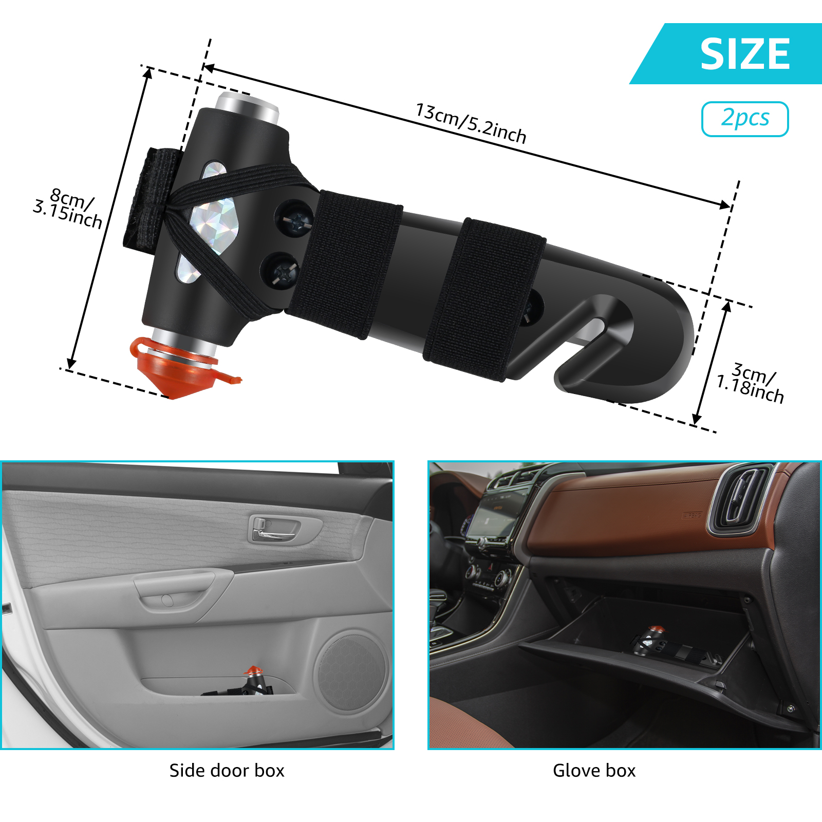 Universal Car Emergency Tool, 3-in-1 Car Safety Hammer with Belt Cutter, Life-Saving Glass Breaker