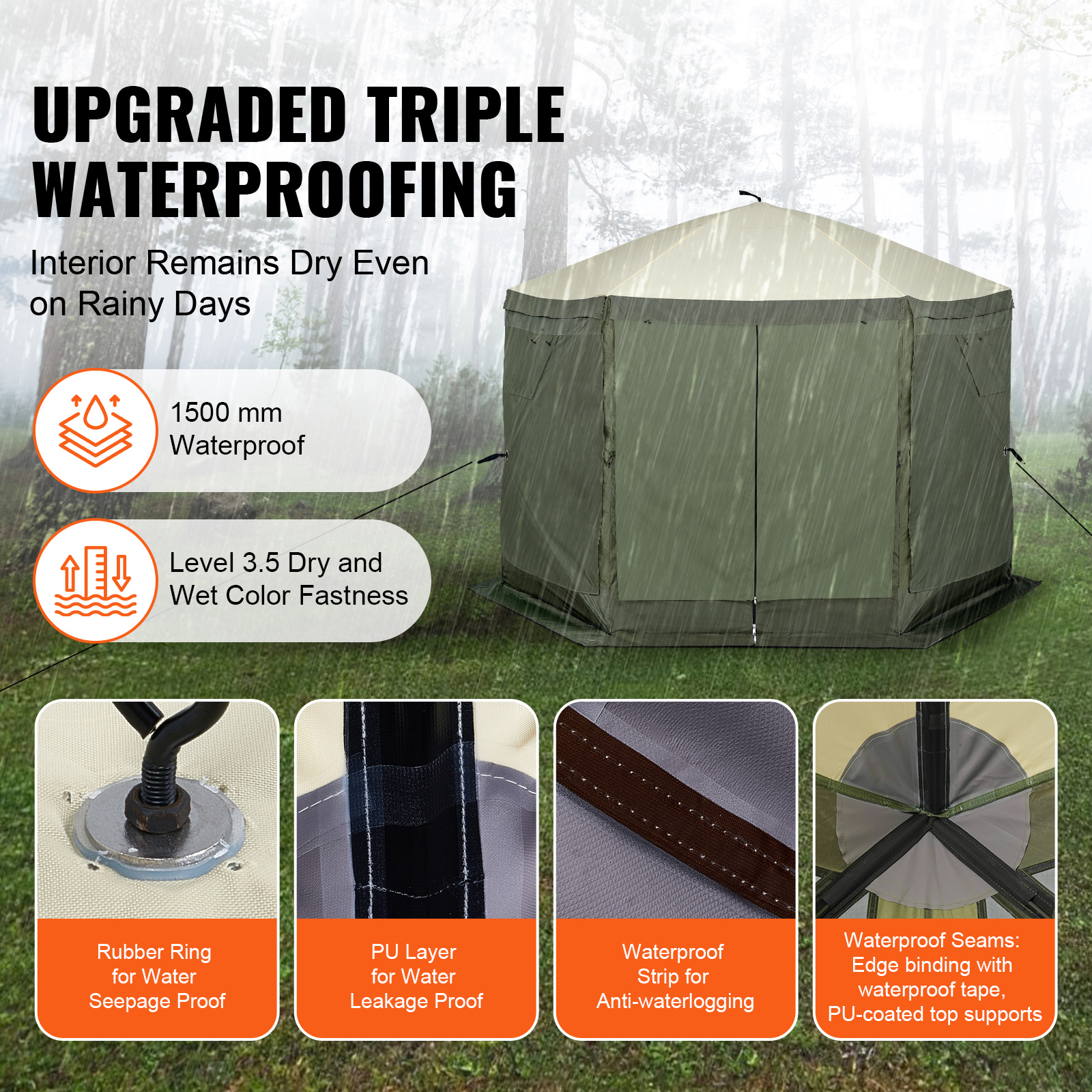 Pop Up Screen Tent Camping Gazebo Sun Shelter with Privacy Panels