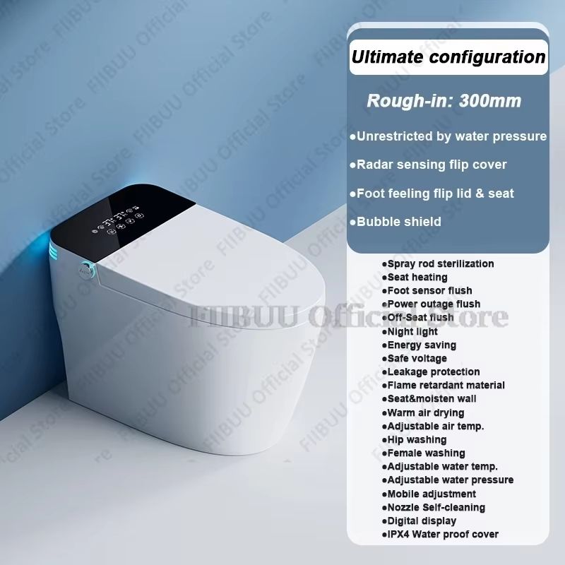 Smart Elongated Toilet with Built-In Bidet and Heated Seat