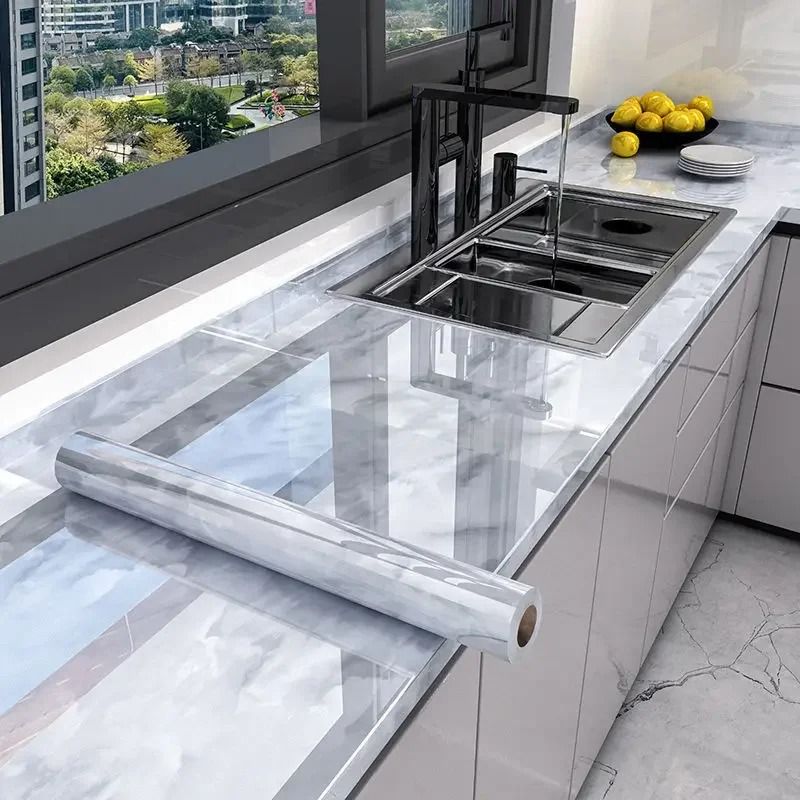 Premium Marble Self-Adhesive Wallpaper – Waterproof & Oil-Proof Kitchen Contact Paper with Thermostability