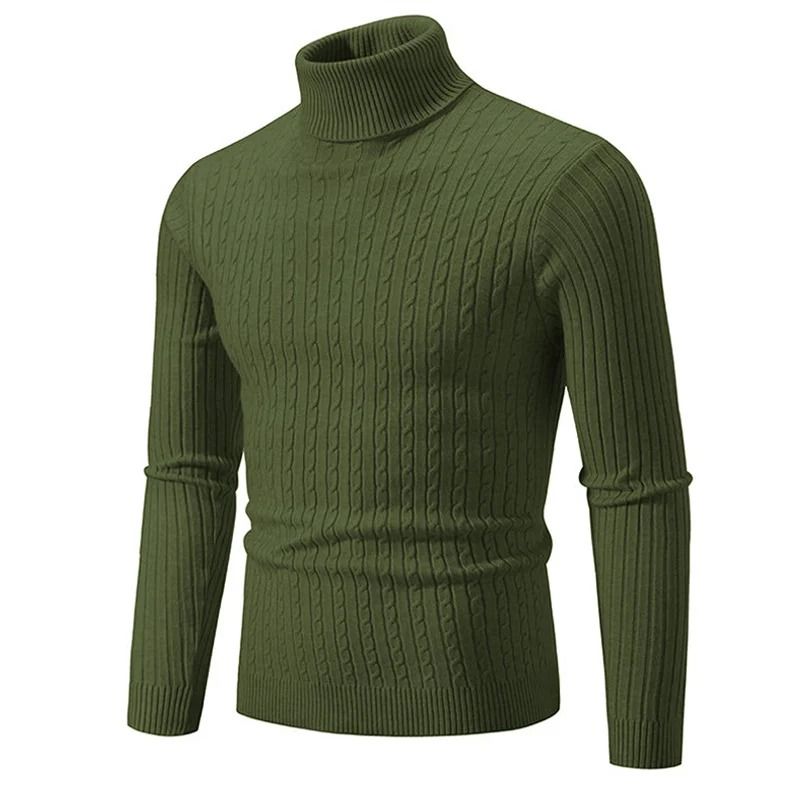 Winter High Neck Thick Warm Sweater Men Slim Fit Pullover Knitwear