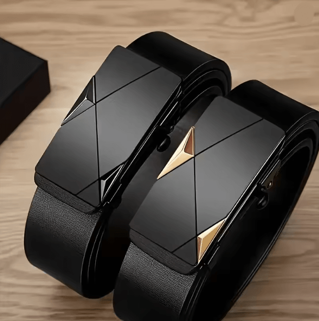 Mens PU Leather Automatic Buckle Belt Classic Business Casual Style