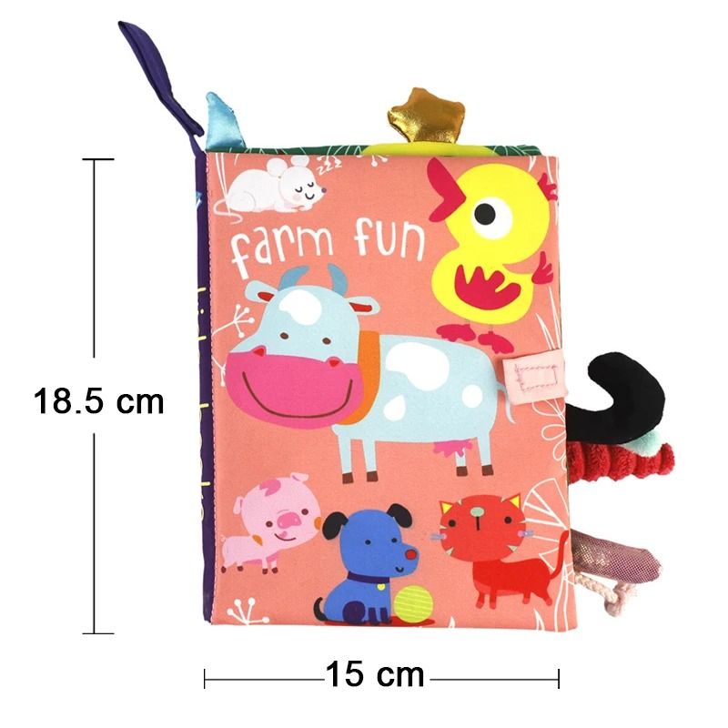 Baby Cloth Book Cartoon Animal Soft Sensory Learning Toy for Infants