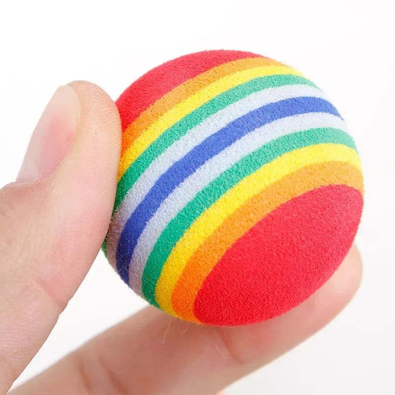 Rainbow Cat Toy Balls Interactive Chew and Play Training Balls for Cats and Dogs