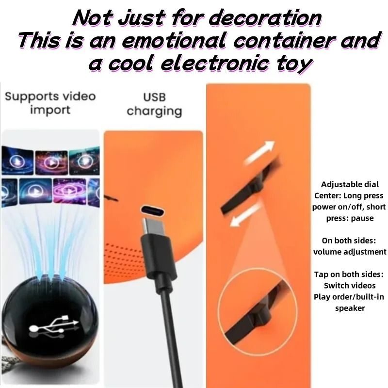 Customizable Video Glass Ball DIY Art Lamp with Detachable Spherical Pixel Display and Sound