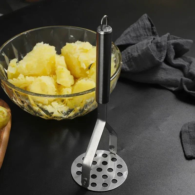 Stainless Steel Potato Masher & Baby Food Press – Heavy-Duty Manual Vegetable Masher