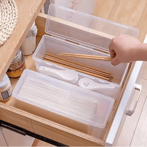 1 to 4 Compartment Transparent Desktop Organizer Box Multi Purpose Storage Solution