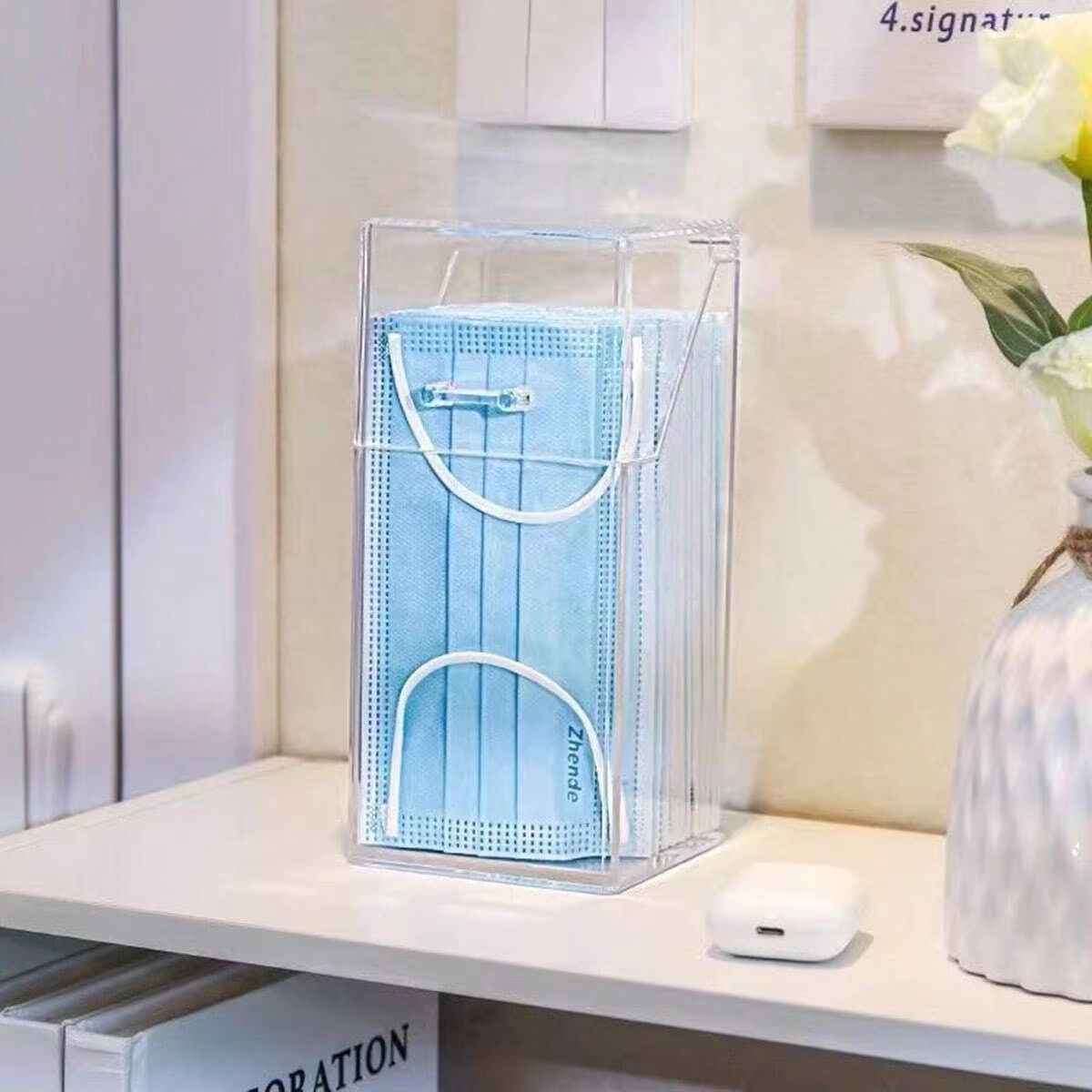 Clear Lid Makeup Brush & Lipstick Organizer Bucket – Stylish Desktop Cosmetic Storage
