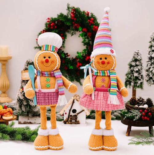 Retractable Leg Gingerbread Man Christmas Decoration Doll