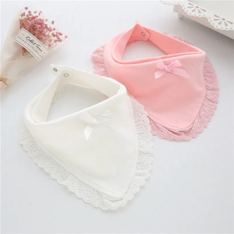 Lawadka Princess Lace Bow 100% Cotton Baby Bibs & Saliva Towels