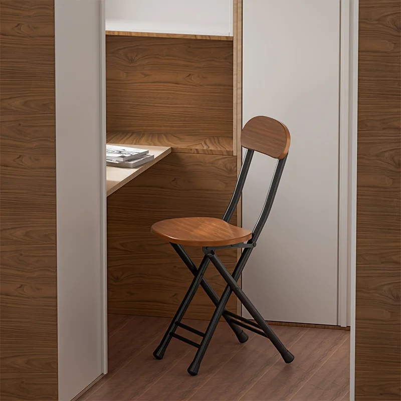 Portable Folding Chair with Oval Seat, Durable Metal Frame, No Assembly Needed, Hardwood Construction for Home