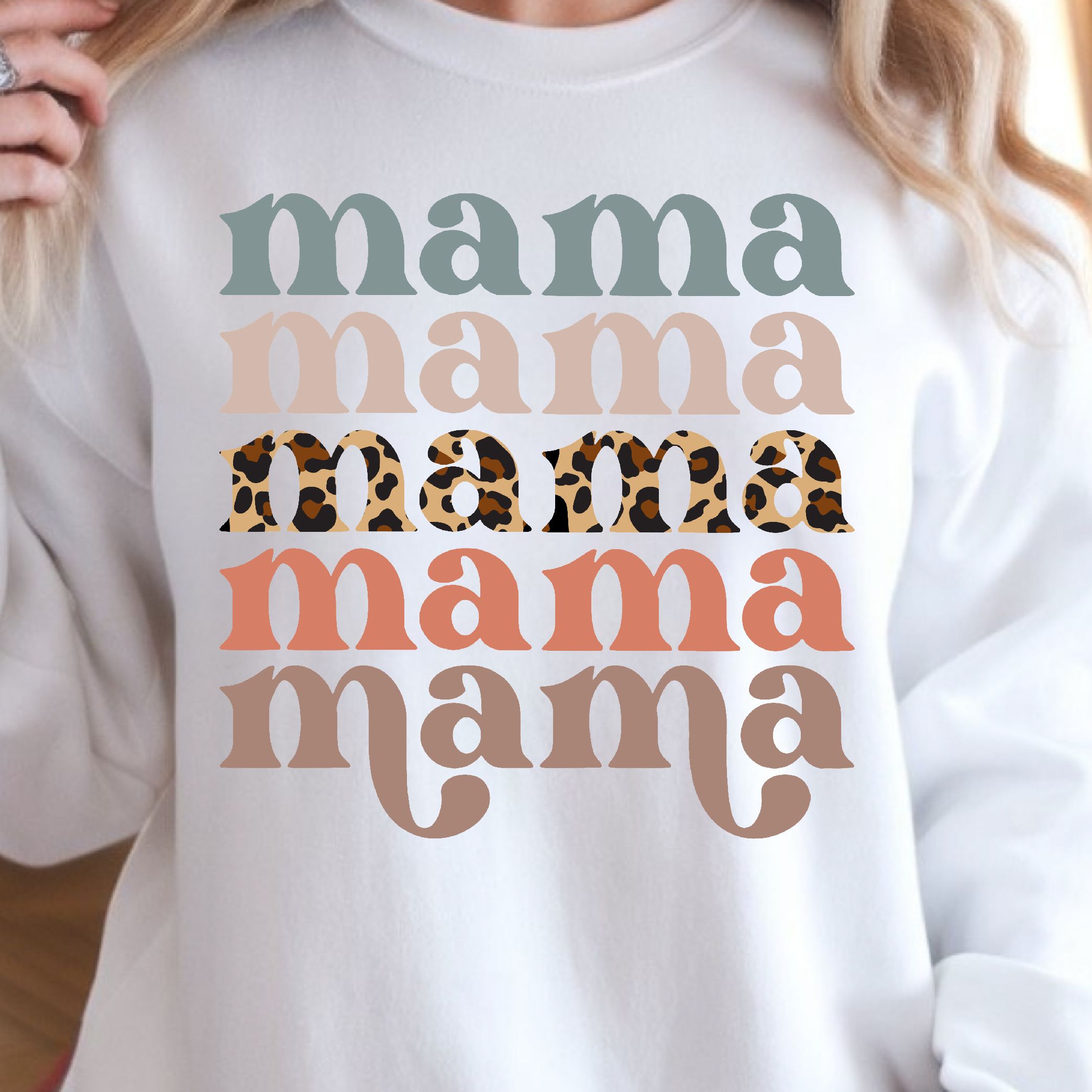 Retro Leopard Mama Shirt – Motherhood Graphic Tee, Cute Mama Top