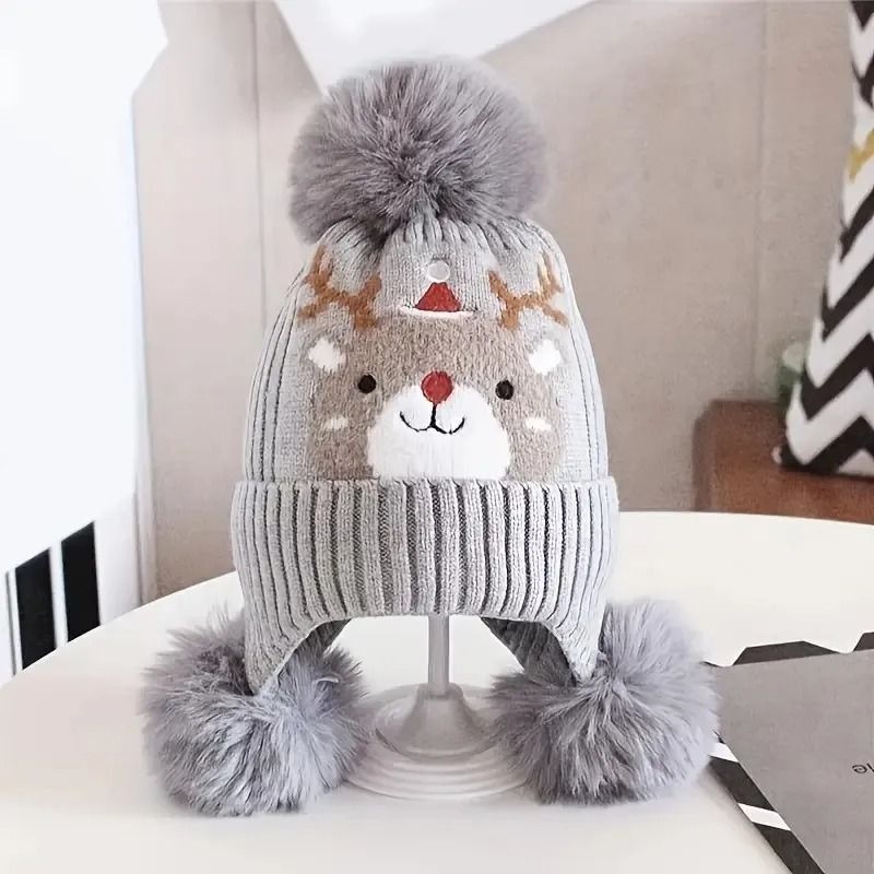 Cervidae-Kinetic Holiday Beanie – Premium Triple-Pompom Christmas Earflap Hat