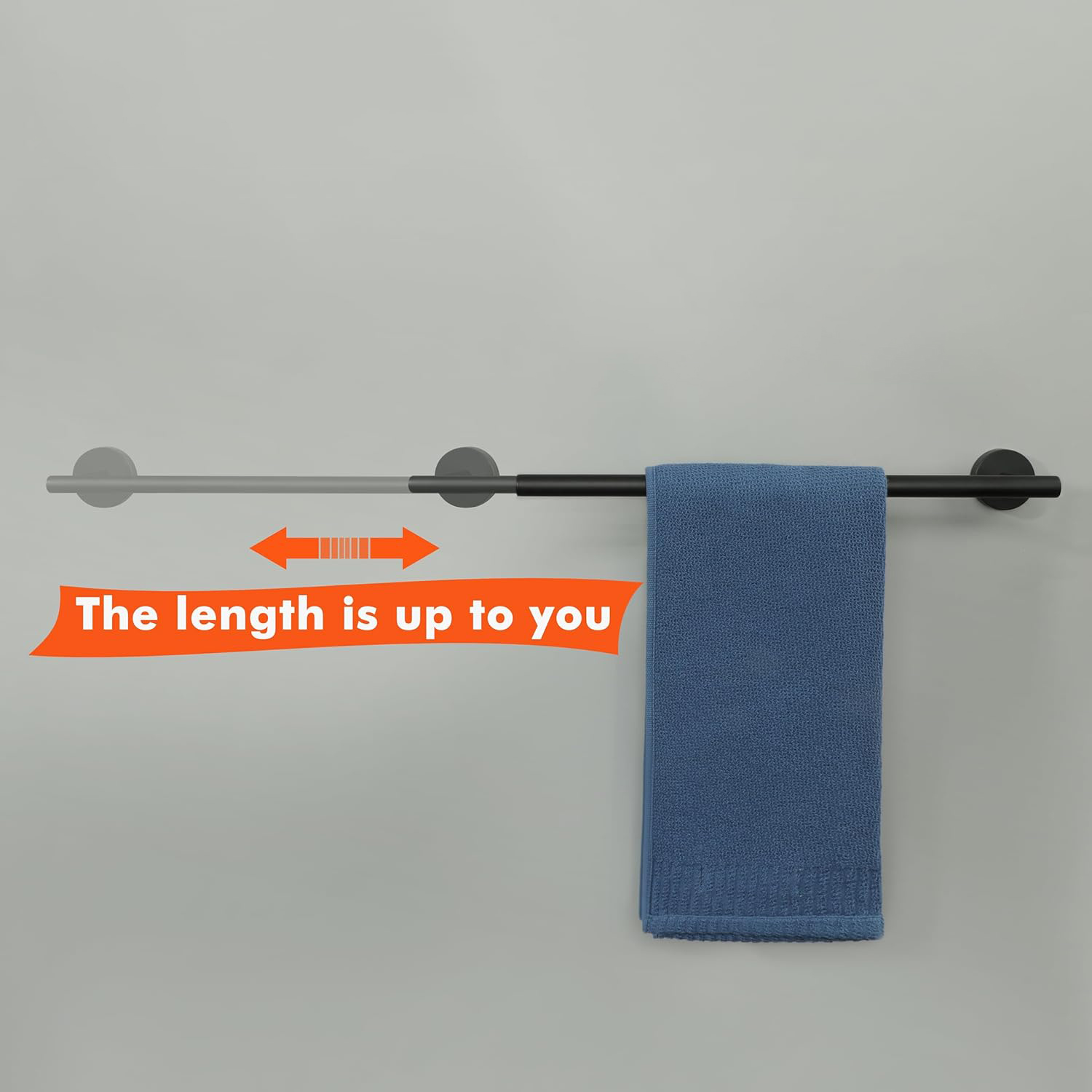 Bathroom Retractable Towel Bar, Matte Black Stainless Steel Towel Rack, Extended Drying Towel Hanging Bar