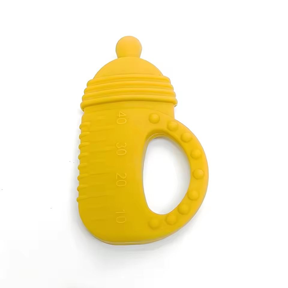Silicone Baby Bottle Teether – Food-Grade Molar Toy with Easy-Grip Handle