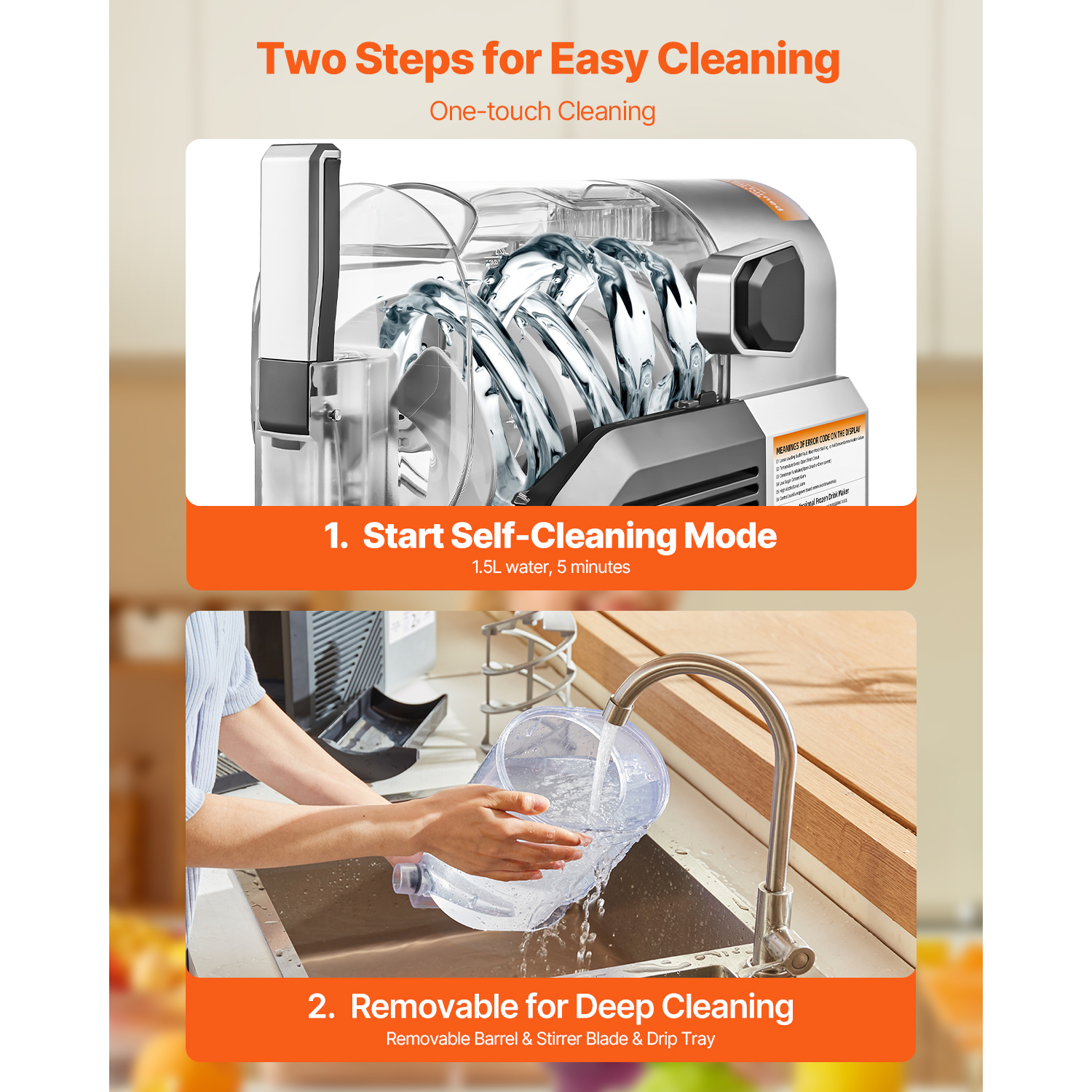 Succebuy Slushie Machine No Ice Needed, Frozen Margarita Machine with Self-Cleaning, Home Frappe & Milkshake Maker