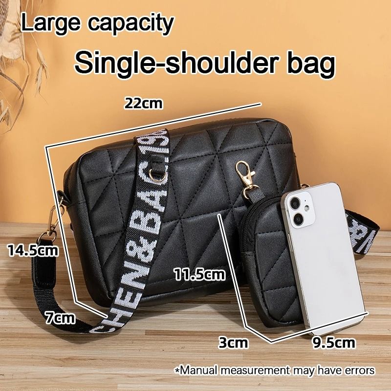 Fashionable Diamond-Patterned Mobile Phone Bag Two-Piece Set