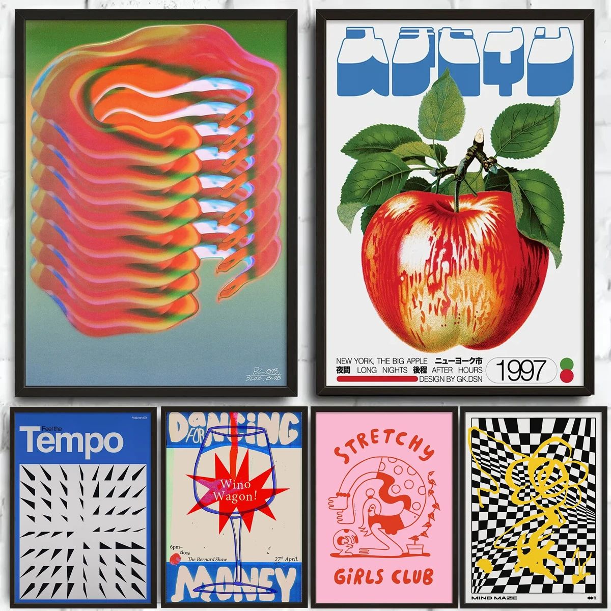 Mid-Century Abstract Japanese Canvas Prints – Vintage Aesthetic Wall Art Posters for Bedroom, Living Room & Home Decor