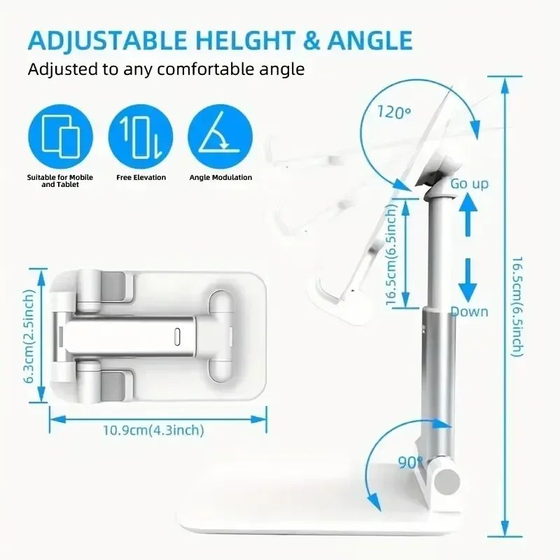 Adjustable Phone & Tablet Stand - Foldable Desktop Holder for iPhone, iPad & More