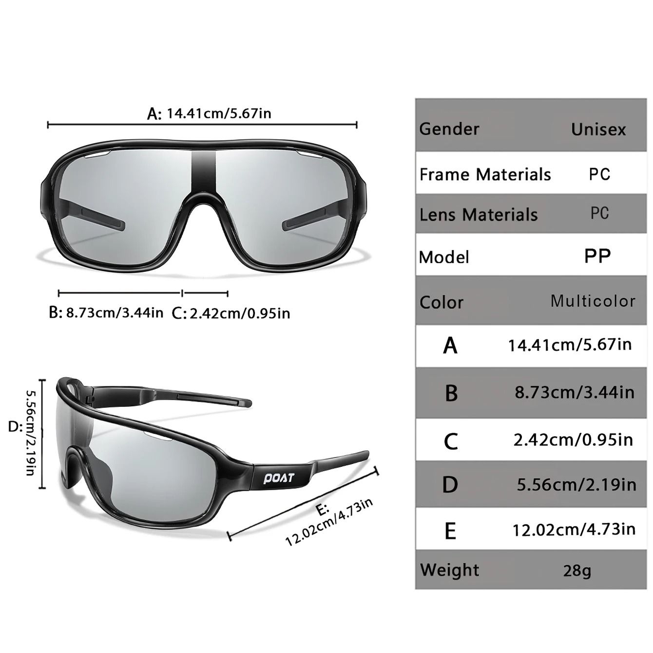 Photochromic Windproof Cycling Sunglasses for Men and Women Outdoor Road Sports Goggles