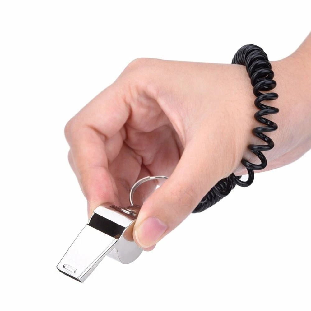 Dual Metal Sports Whistles, 2-Pack Referee Whistles with Neck Lanyards for Football, Soccer & Safety