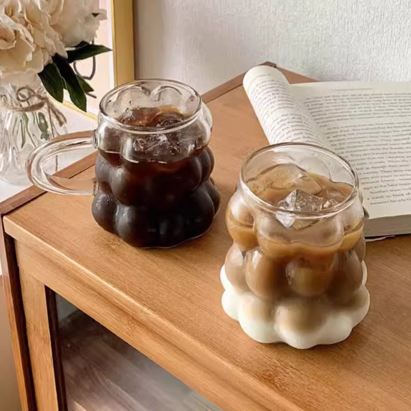 Transparent Juice Milk Coffee Mug, Glass Cup Heat-resistant Tumbler,Rose Glass Cup Drinkware
