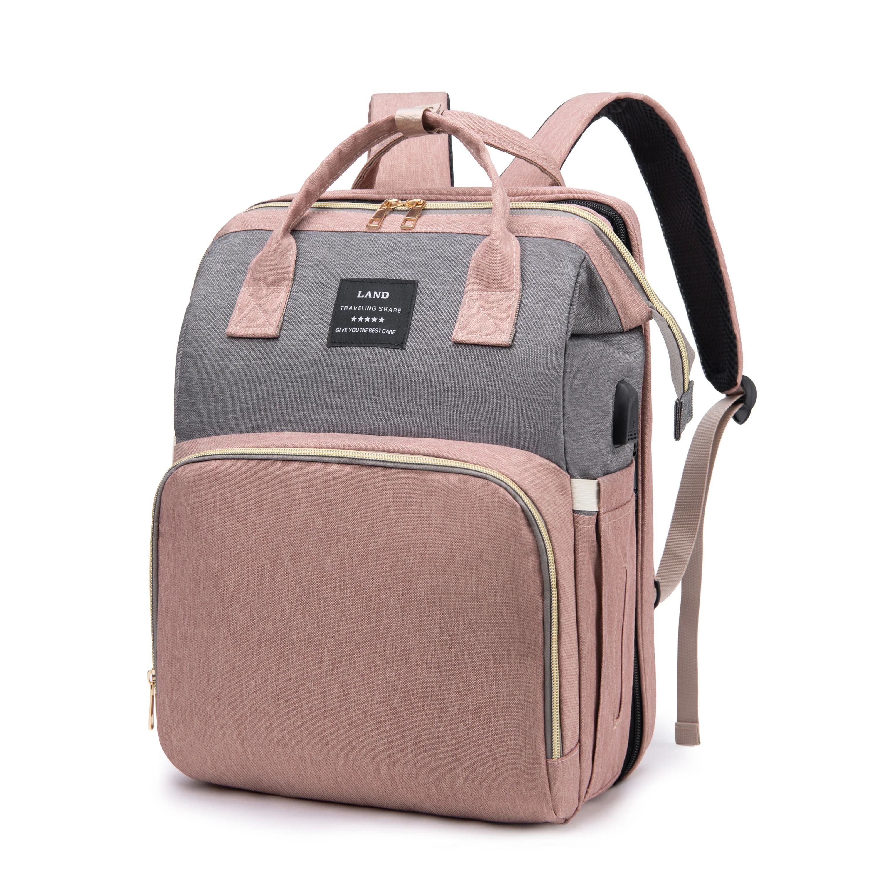 Lightweight Diaper Bag Backpack with Folding Crib Travel Bed