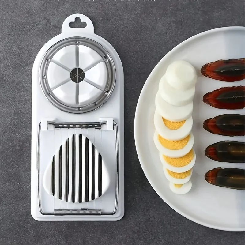 2-in-1 Egg Cutter Slicer with Stainless Steel Wire | Multifunctional Kitchen Tool for Eggs, Kiwi, Bananas & Mushrooms