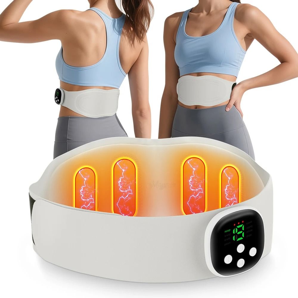 Electric Waist Massager Belt with Vibration and Heat for Back Pain Relief and Belly Exercise