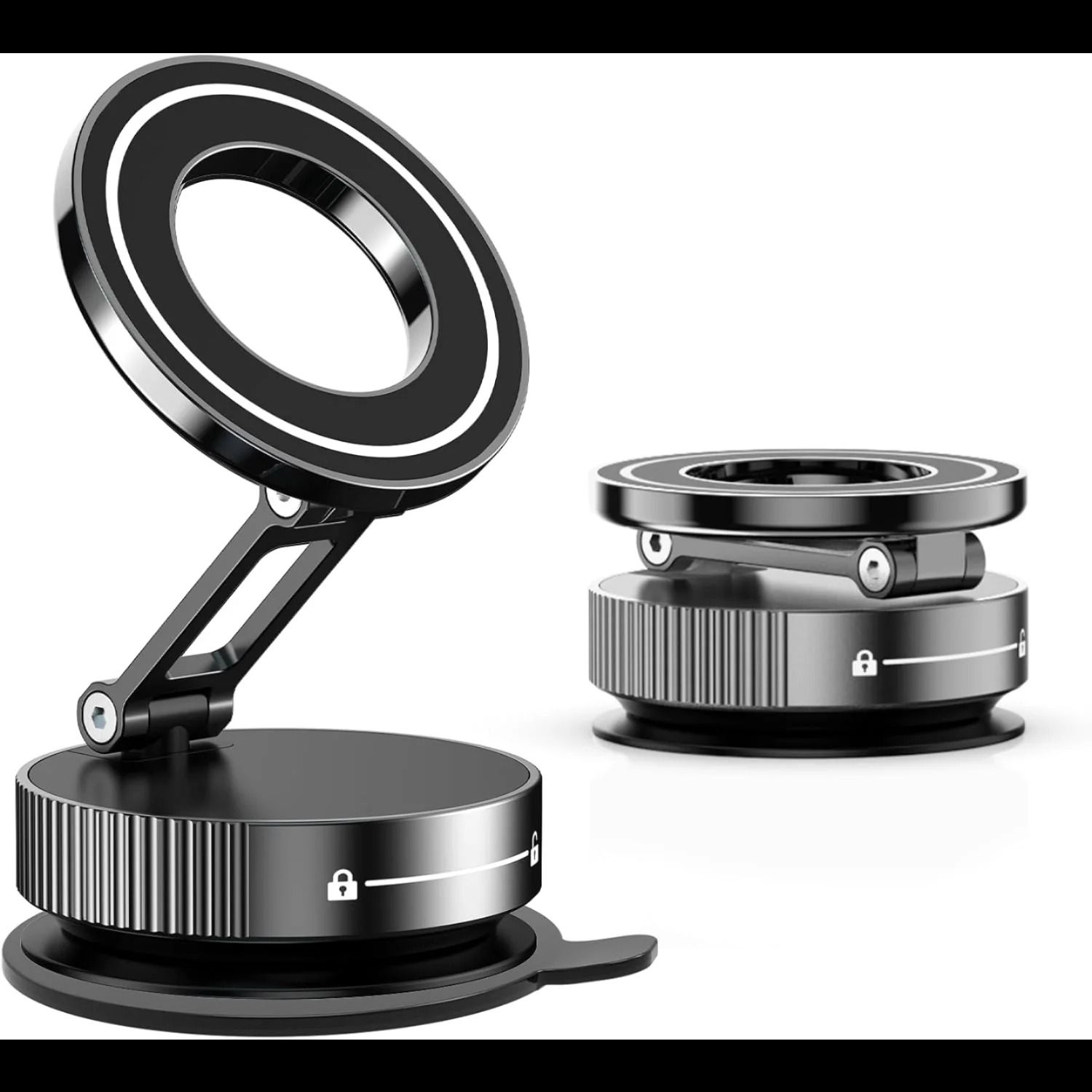 Upgraded Aluminum Alloy Vacuum Magnetic Car Phone Holder With 360 Degree Rotation And Foldable Design