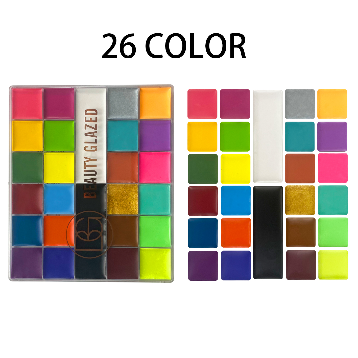 Rainbow Colorful Oil Soluble Face Makeup Palette, Halloween Face and Body Paint Tray for Festivals, Parties, Butterfly