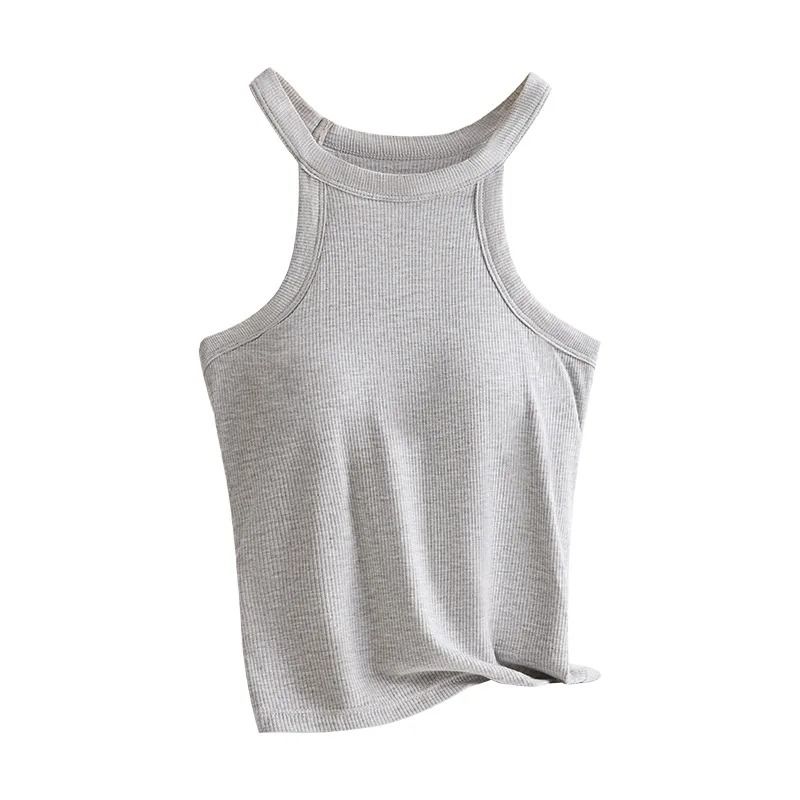 Women Halter Neck Camisole Top with Built-in Bra Slim Fit Sling
