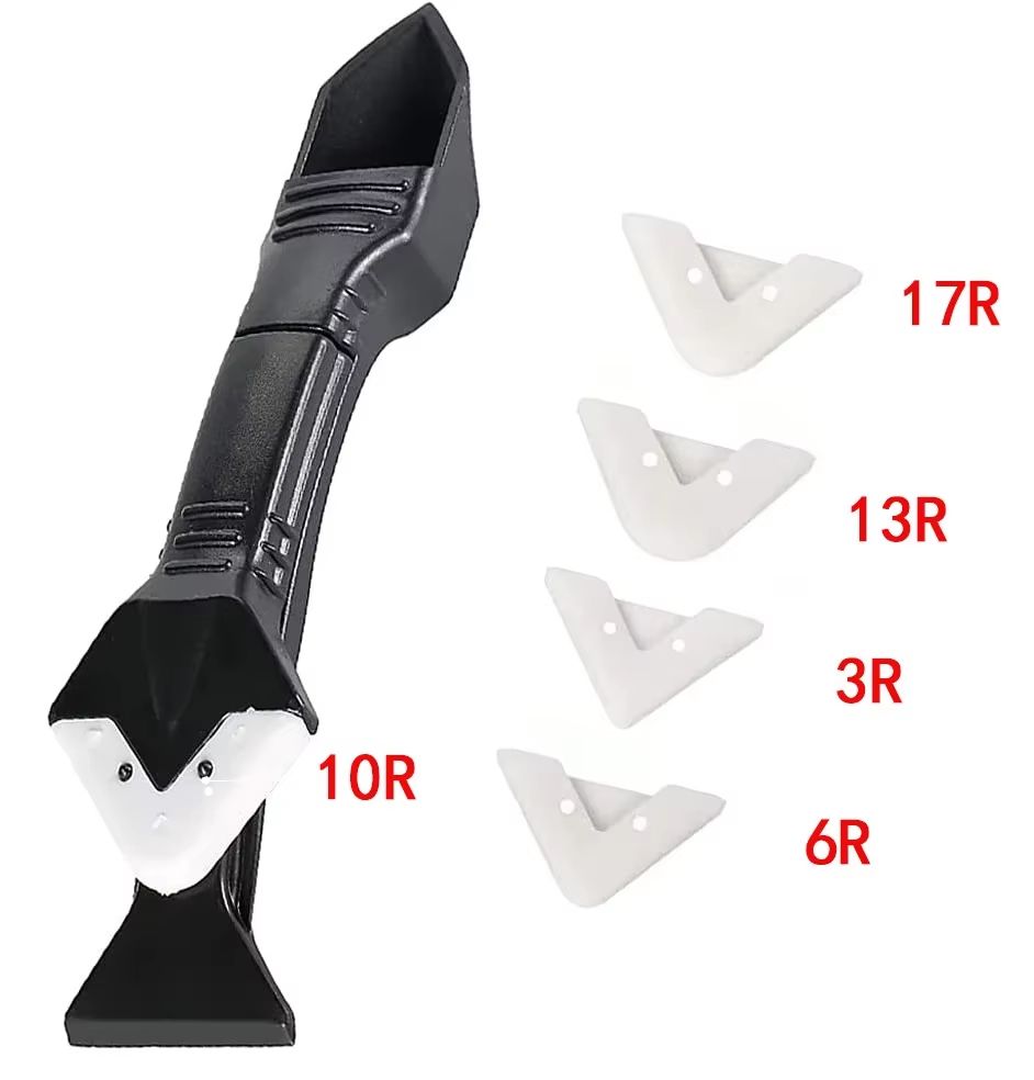 5-in-1 Silicone Scraper and Caulking Tool Set with Grout and Mould Removal
