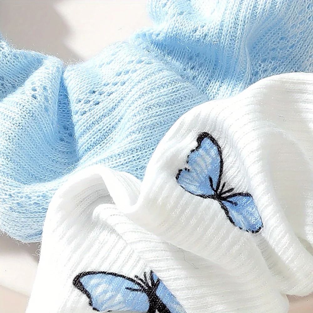 2pcs Butterfly Print Hair Ties & Elastic Headbands