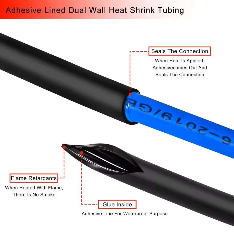 Dual Wall Heat Shrink Tubing with Glue 1M Waterproof Wire Insulation
