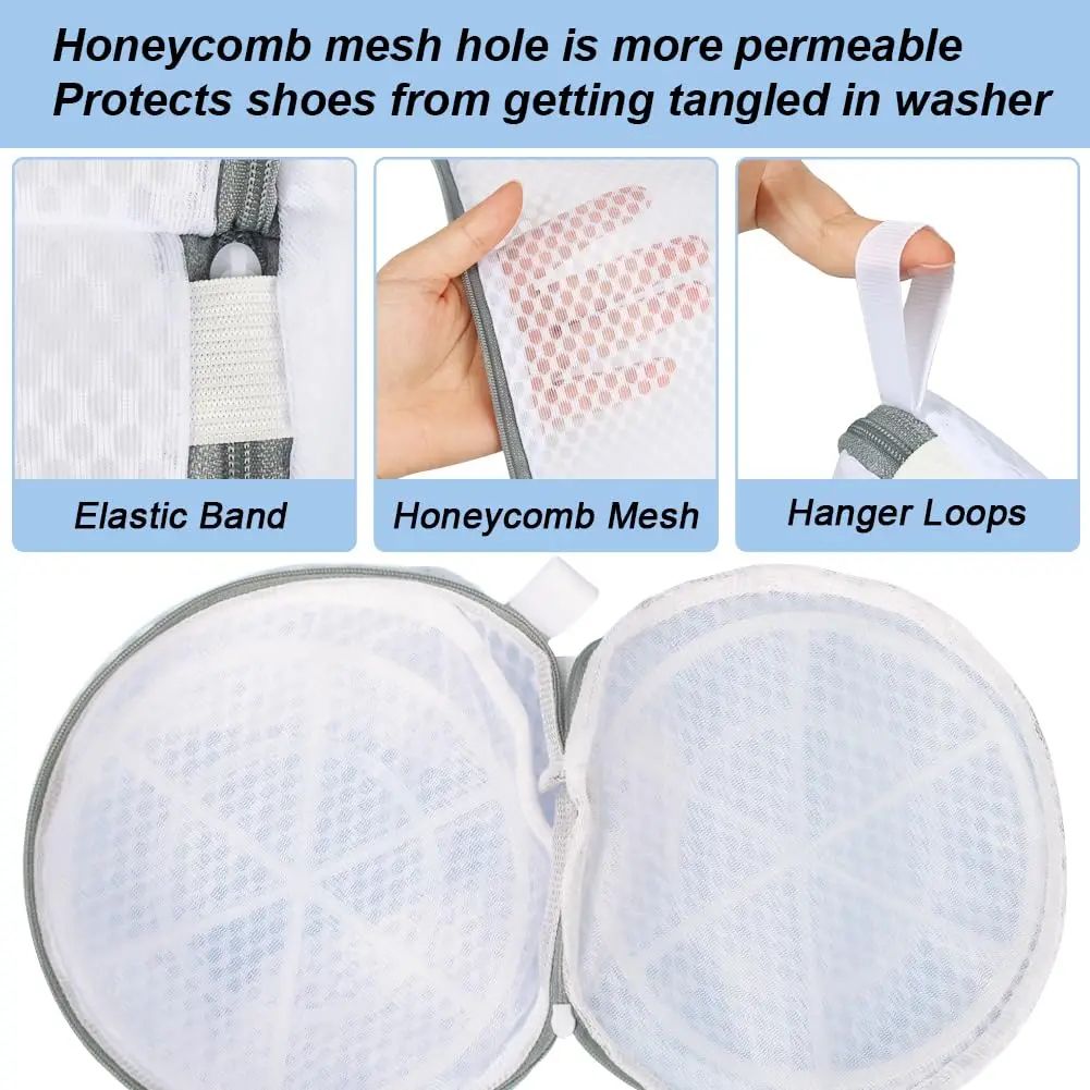 Shoe Wash Bags Mesh Laundry Bags – Large Washing Machine Bag with Hidden Zipper for Sneakers, Bras & Delicates