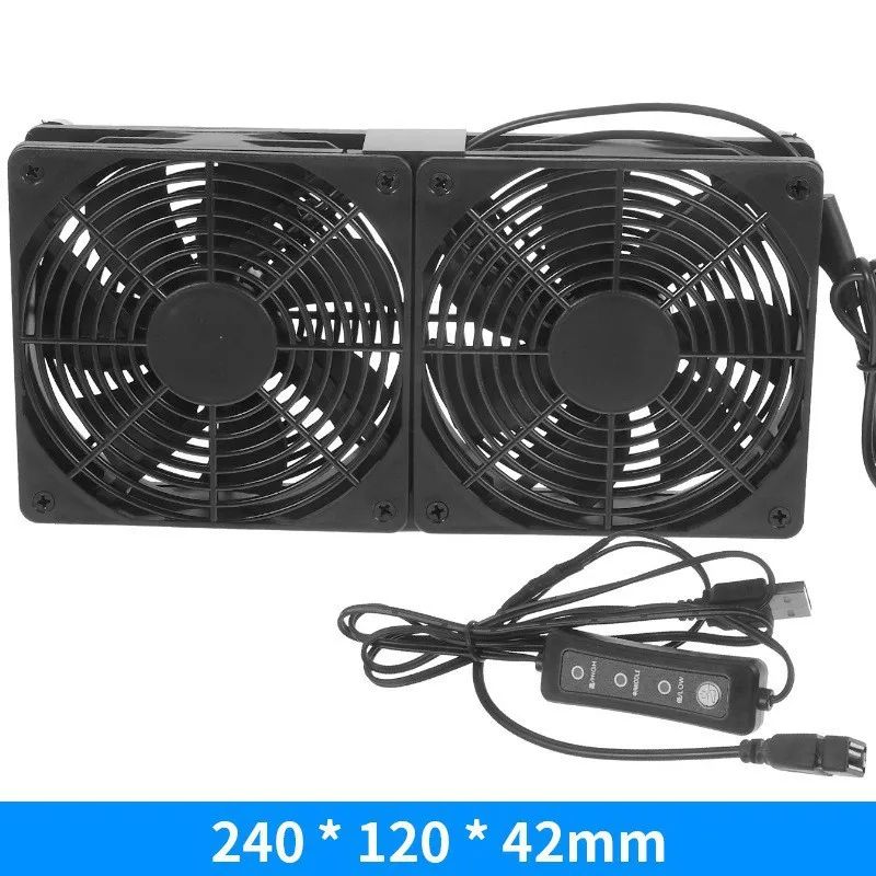 Silent 120mm USB Router Cooling Fan with Adjustable Speed Controller – Quiet Modem & TV Box Cooler