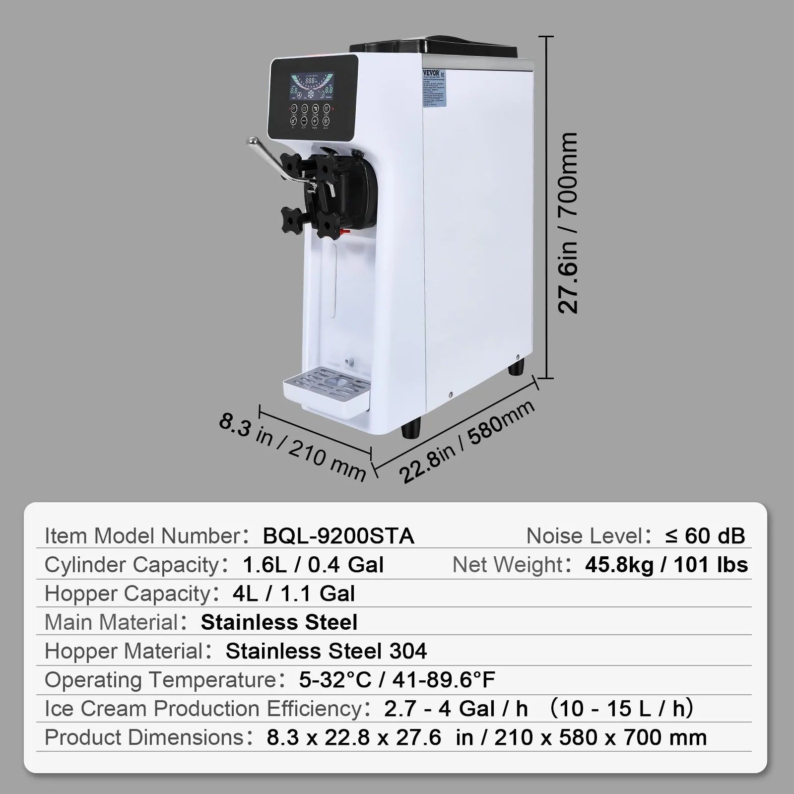 Commercial Soft Serve Ice Cream Machine with Touch Screen and Pre Cooling