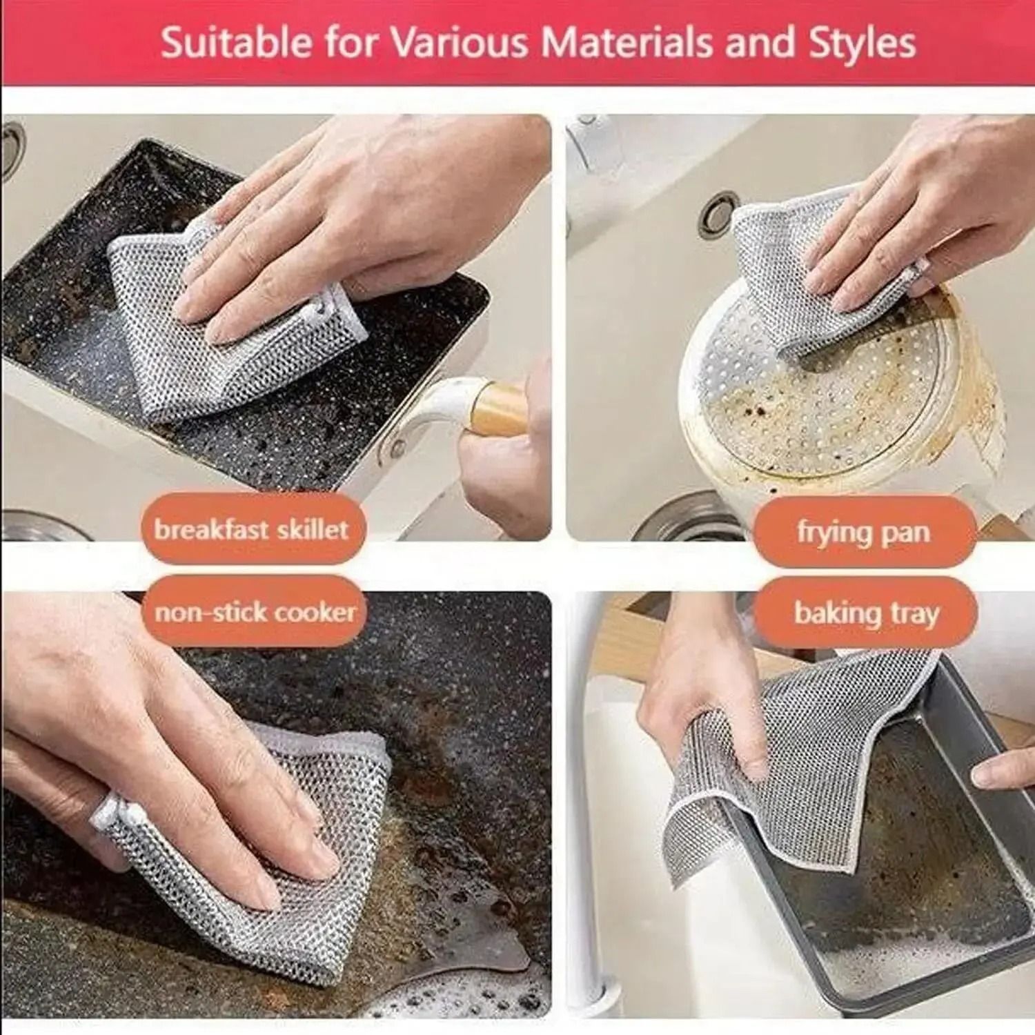 Multi-Purpose Silver Wire Kitchen Cleaning Cloths