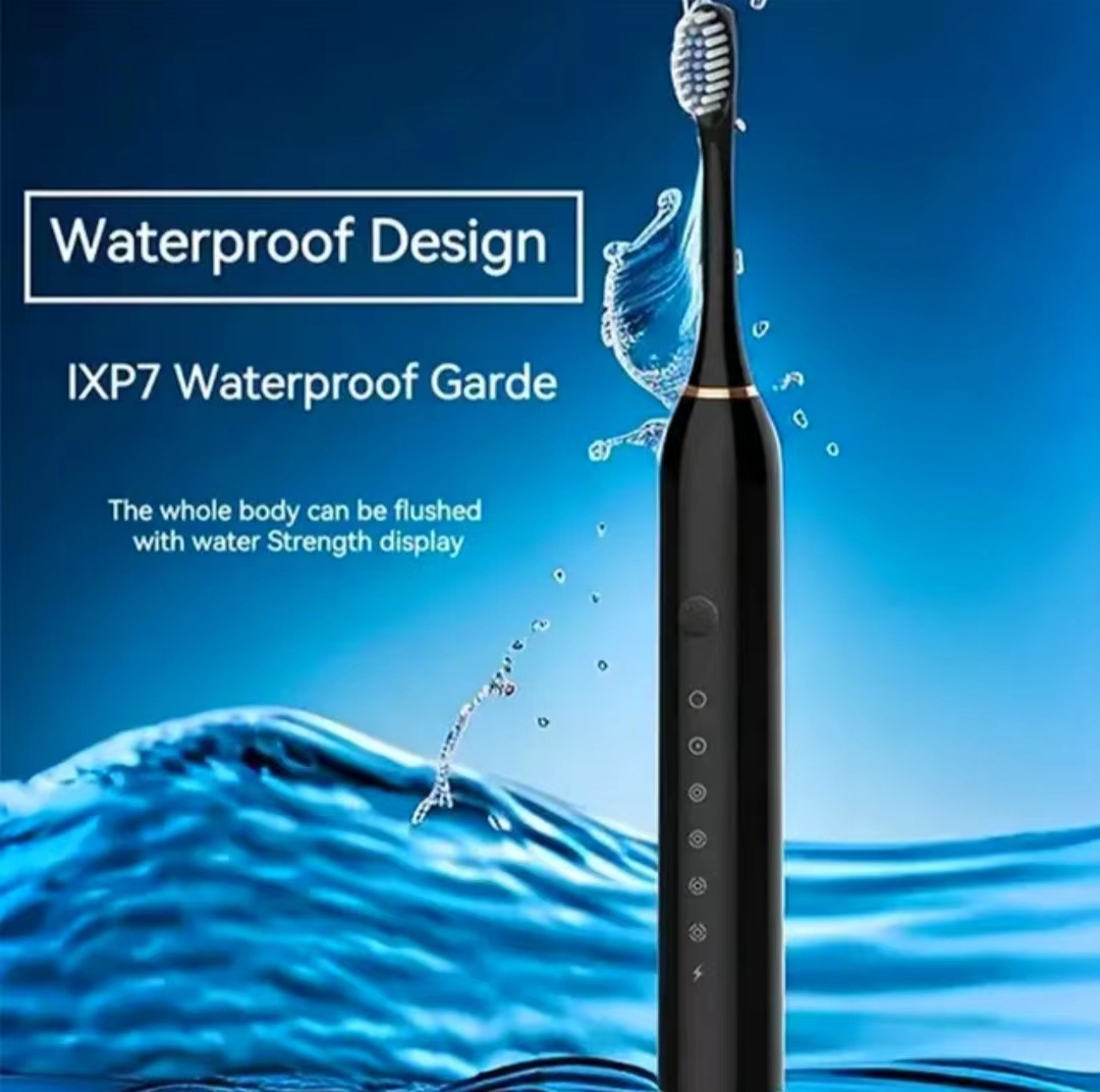 Rechargeable Electric Toothbrush for Adults Waterproof, DuPont Brush Heads, 6 Modes & High-Frequency Deep Cleaning